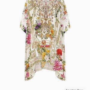 Camilla White Cream Egyptian Rose Silk Cover-Up Kaftan